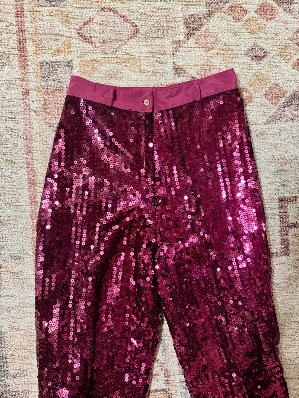 Y2K Pants Concert Festival Pink Sequin Glitter Vintage